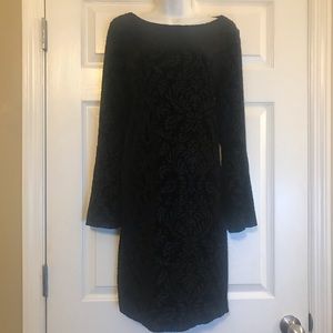NWT* Black Velvety Bell Sleeve Stretch Dress